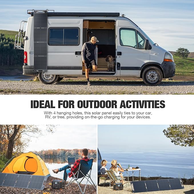 120W Portable Solar Panel for Power Station Generator Ultra Light 5.7lbs 25% High Efficiency IP65 Waterproof 20V Foldable Solar Panel Charger for Camping RV Outdoor Use and Off-Grid Blackouts