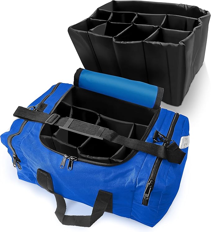 ASA TECHMED Large EMT First Responder Trauma Medical Bag Empty for Home 21x12x9 Inches Office School EMTs Paramedics First Responders Blue