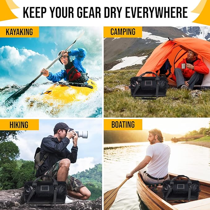 LEGEND Waterproof Duffel Bag - Heavy Duty Duffle Bag for Outdoor Camping Boating &amp Travel Premium PVC Dry Duffel Bag Motorcycle Dry Bag with Durable Strap &amp Handles with Large Storage - 40