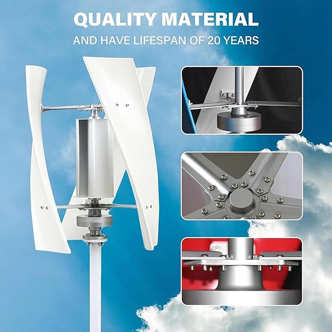 3000W Garden Vertical Wind Turbine Generator Kit Three-Phase AC Vertical Wind 12V 24V 48V 220V Wind Turbine with MPPT Controller for Home Industrial Energy Equipment 220V