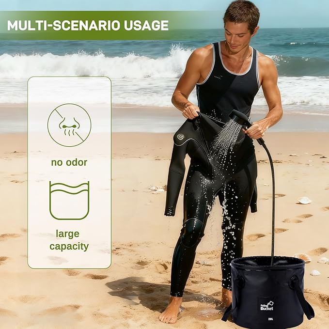 Portable Camping Shower Pop Up Privacy Tent Kit with LED Light and Foldable Toilet 6000mAh LCD Screen Shower Pump 5.3 Gallons Bucket Outdoor Shower for Hiking Travel Car