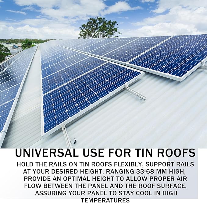 Tandefio Solar Panel Mounting Kit to Mount for 1 or 2 Solar Panels Within 76 cm Aluminum Solar Panel Roof Mounts Bracket Kit for Wood Tin Roof