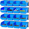 Ultrawall Wall Mounted Storage Bins Plastic Hanging Storage Organizer Bins Garage Tool Storage System for Screws Nuts Bolts Nails and Small Hardware Parts 16x bins &amp 4 x rails Blue