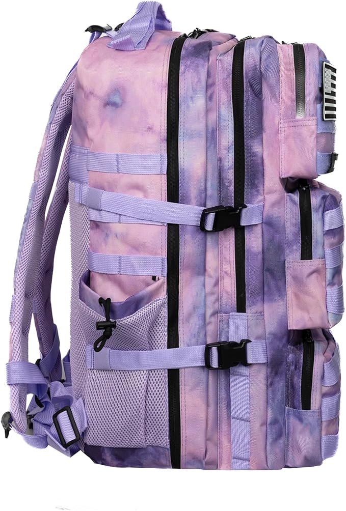 55L Military Tactical Backpack - Bug Out Bag with MOLLE System for Hiking(Cloud Purple Tie Dyeing)