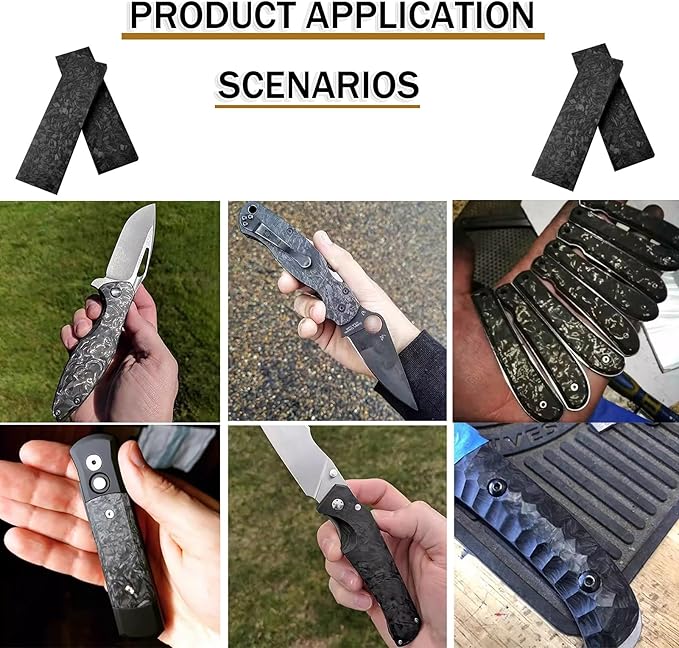Blank Material For Resin Knife Handle 2pcs Luminous Green Carbon Fiber Board with Marble Texture(135x40x5mm)