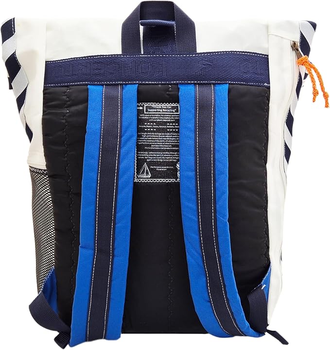 Sailcloth Rolltop Backpack Water-Resistant Navy Blue Chevron Pattern Yoga Mat Holder