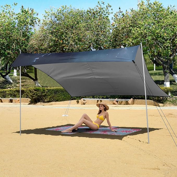 ALAZA Magical Butterfly Nebula Galaxy Beach Tent Sun Shelter UPF50+ Protection Beach Shade Canopy w/ 4 Sandbags for Outdoor Camping Fishing Backyard Fun Picnic 10x9 ft