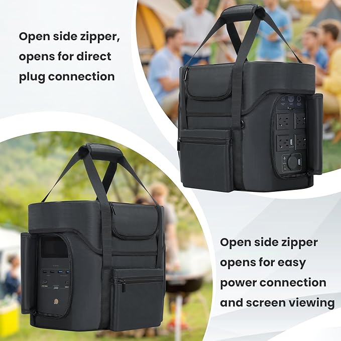 Compatible with ECOFLOW DELTA 2 Power Station Carry Bag Powerstation Water-resistant Bag with Adjustable Shoulder Strap Compatible with Ecoflow Delta 2 with Portable Opennings for Outside