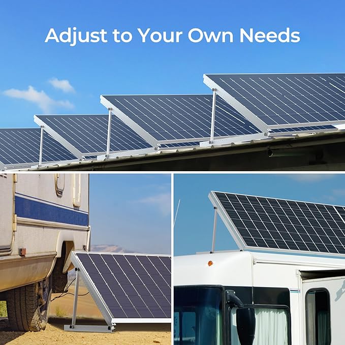 Renogy 50in Mounting Brackets  Adjustable Solar Panel Mount with with Foldable Tilt Legs – Compatible with Flat Surfaces Supports Up to 320W Over 160W Renogy N-Type Panels or 2 x 100W Panels