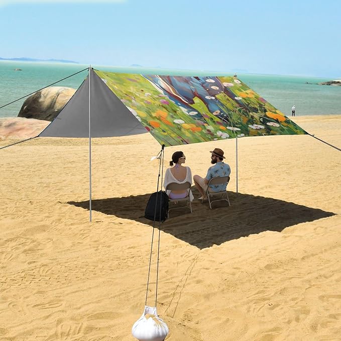 ALAZA Cow Green Meadow Summer Beach Tent Sun Shelter Portable Canopy Sunshade for Outdoor Camping Picnics Backyard Fun 10x9 ft