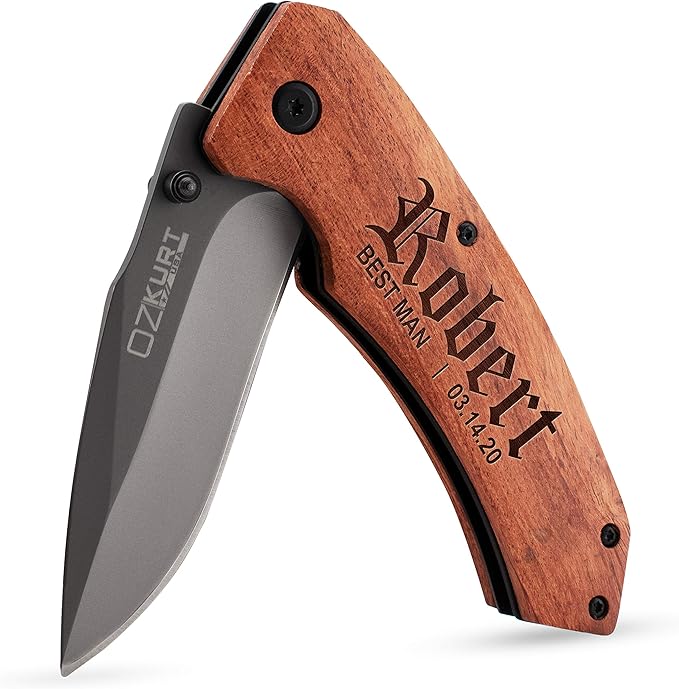 Lily's Atelier Groomsmen Gifts Set of 3 Personalized Pocket Knife Engraved for Groomsmen - Customized Knives w/Names Groomsman Gifts for Wedding Groomsmen Proposal Gifts