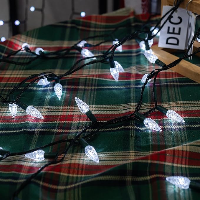 Dazzle Bright C6 Christmas String Lights 200 LED 66 FT Waterproof Connectable String Lights with Timer 8 Modes Christmas Lights for Indoor Outdoor Home Garden Yard Xmas Tree Decoration (White)