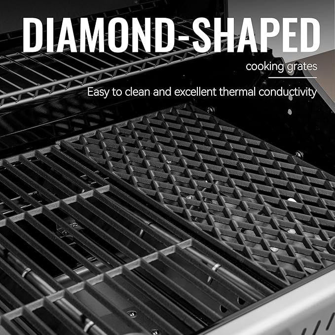 Royal Gourmet GA6402C 6-Burner Propane Gas Grill with Sear Burner and Side Burner 74000 BTUs Cabinet Style Outdoor BBQ Grill for Barbecue Grilling &amp Backyard Cooking Coffee