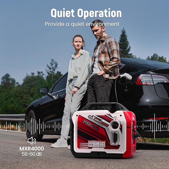 maXpeedingrods 4000 Watt Portable Inverter Generator Gas Powered with CARB Compliant App Remote Data Monitor Compact and Lightweight for Outdoor Camping Family Power Failure in Extreme Weather