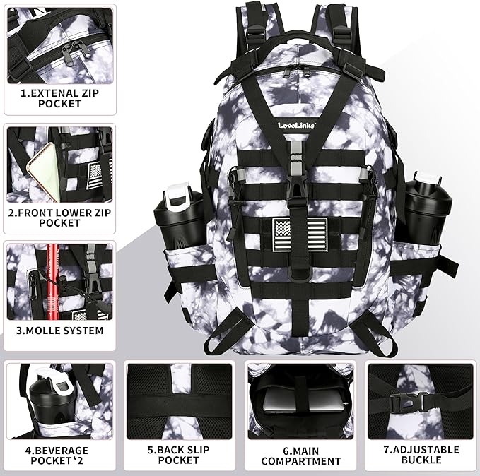 Lovelinks21 25L Tactical Backpack Hiking Daypacks Outdoor Military Molle Bag EDC Rucksack Motorcycle Backpack for Camping