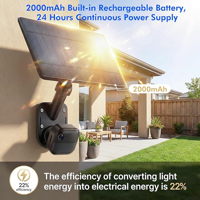 6W Solar Panel Charging Mount Compatible with Blink Outdoor 4 (4th Gen)/2k+/Outdoor XT3/XT2/XT 360° Swivel + 90° Tilt AdjustableIP67 Solar Charger Internal Battery Power Supply for Blink Cam
