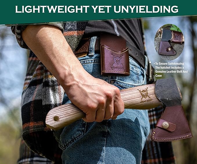 VikingSmithy Axes and Hatchets with Sheath - Wood Splitting Axe and Chopping Hatchet for Camping Survival and Gardening - Premium Bushcraft Axe
