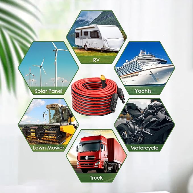 MOOKEERF Solar Connector to XT60 Adapter Cable - 35FT 10AWG for Solar Panel to Portable Power Station
