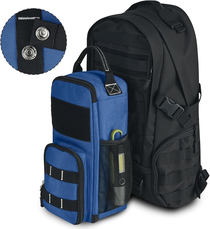 LAKE OF FIRE 12.6 Small Tool Bag Pouch for Men with Multiple Pockets Waterproof Heavy Duty Tool Bag Organizer with Zipper and Portable Handle (Blue)