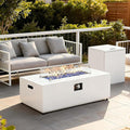 42 Propane Outdoor Fire Pit Table 55000 BTU Rectangular Aluminum Firepits with Tank Table and Waterproof Cover