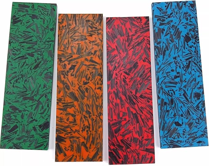 Blade handle scales are blank resin material 4-piece set DIY hand carved crushed carbon marble colored texture material(Orange135x40x8mm)