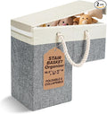 2 PACK | Stair Basket Organizer with Top Lid for Carpeted Stairs &amp Wooden Staircases. Versatile Sturdy Linen Storage Bag for Climbing Laundry &amp Shoe