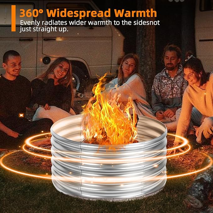 36 inch Fire Pit Ring Galvanized Fire Ring 1.5ft high Wood Burning Fire Pits Ring Outdoor Fireplace Height 24 Inch Round Camp Fire Ring Bonfire Pit for Camping Backyard (3x3x1.5FT)