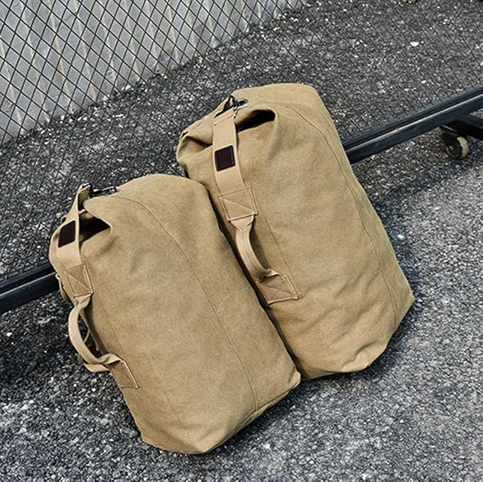 Military Duffel Bag Top Load Double Strap Canvas Backpack Army Travel