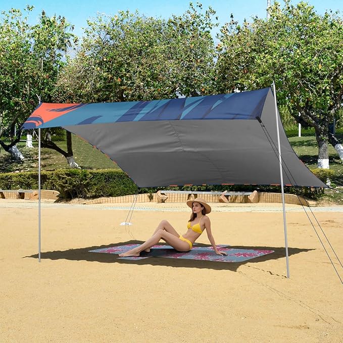 Anxious Man Midnight Blue Beach Tent &amp Canopy UPF50 Lightweight Large Portable Sun Shelter with Sand Pockets for Camping Fishing Backyard Fun