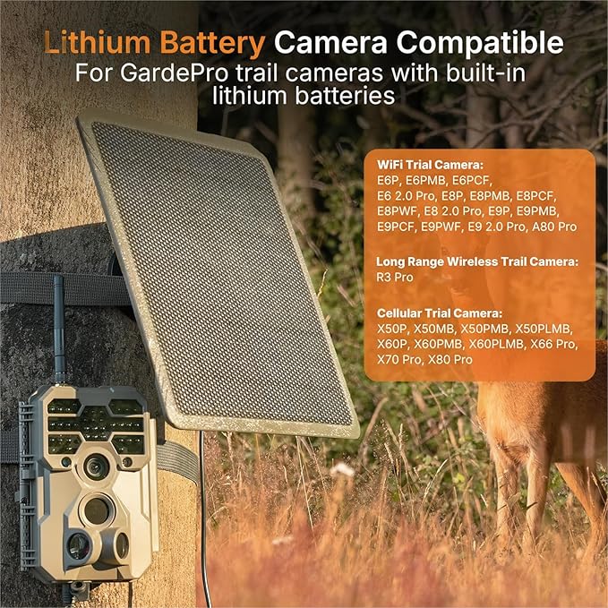 GardePro SP1000 Solar Panel for Trail Cameras 10W High-Efficiency Solar Charger for E6 2.0 Pro E8 2.0 Pro R3 Pro X60 Pro Max X66 Pro &amp More