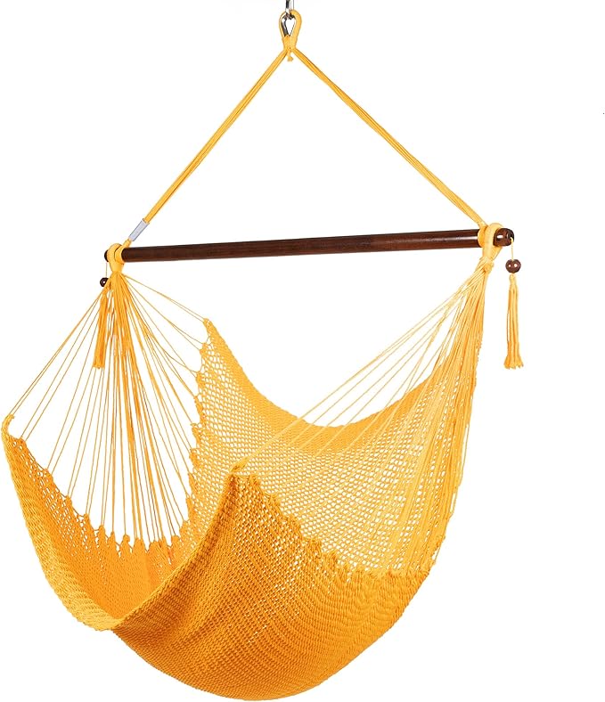 Large Caribbean Hammock Chair - 48 Inch - Polyester - Hanging Chair - Yellow