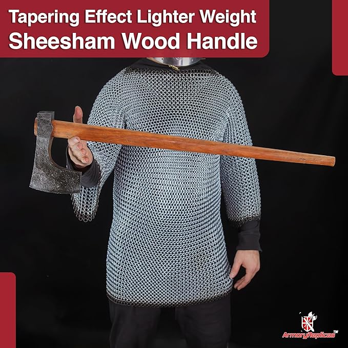 Armory Replicas™ - Heavy Handed Forged High Carbon Steel Bearded Viking Axe w/Comfortable Tapering Sheesham Wood Handle