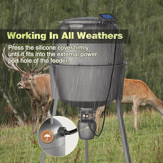 6V Deer Feeder Solar Panel Efficient Solar Panel Charger with 5FT Weatherproof Cable &amp Battery Indicator 6V Compatible with Deer Feeder Timer with Solar Quick Connect Easy to Mount