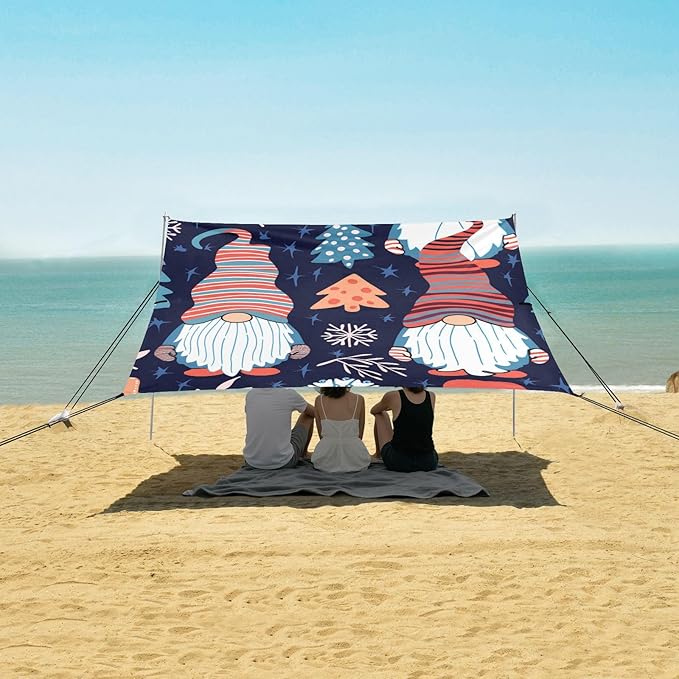Beach Canopy with Windproof Ropes &amp Sandbags Beach Tent Sun Shade Sun Shelter for Camping Trips Fishing Backyard Fun or Picnics Gnomes