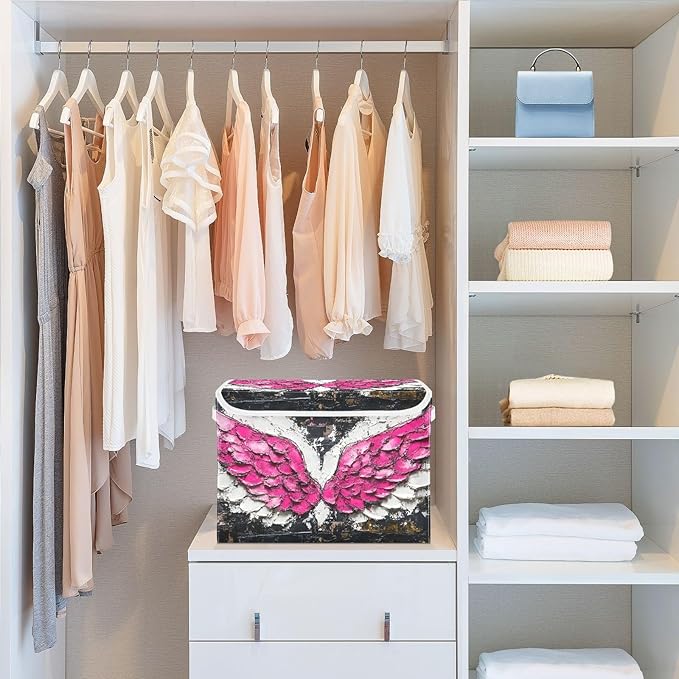Storage Cube with Lid Wings Pastel Print 16.5×12.6×11.8 IN Collapsible Large Capacity Foldable Storage Basket Bin Organizer