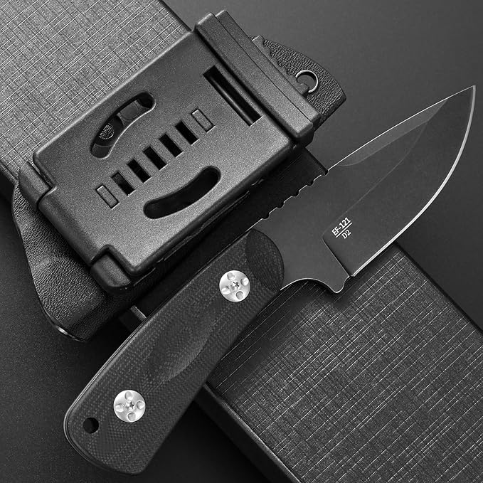 Eafengrow EF121 EDC Fixed Blade Knife D2 Blade Steel G10 Handle with Kydex Sheaths for Outdoor Activities Camping