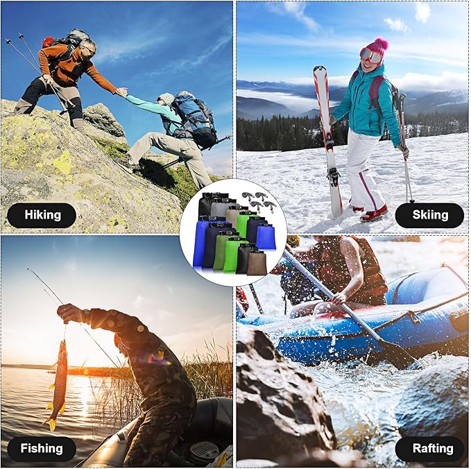 Shappy 6/12 Pcs Waterproof Dry Bags Lightweight Outdoor Waterproof Dry Stuff Sacks 15/8/5/4/3/2 L and Long Adjustable Shoulder Strap for Kayaking Rafting Boating Hiking Camping
