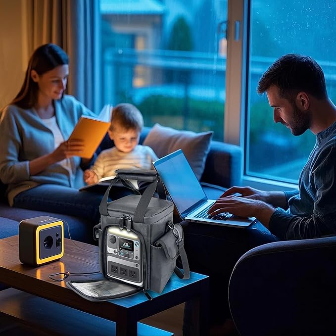 Waterproof Travel Bag Compatible with Anker SOLIX C300 Portable Power Station Outdoor 288Wh LiFePO4 BatteryPower Bank Station Storage Case Cover with Two Pockets and Adjustable Strap