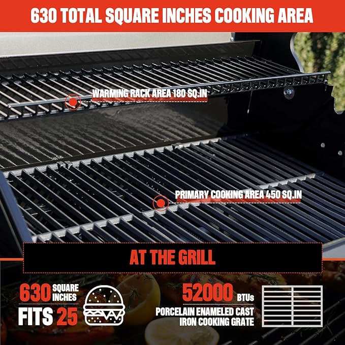 Monument Grills 4+1 Outdoor Barbecue Stainless Steel 4 Burners &amp 1 Side Burner Propane Gas Grill 52000 BTU Patio Garden Barbecue Grill with Knob Controls Mesa425 Black