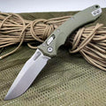 Outdoor Folding Pocket Knife with 3.9 M390 Stonewashed Blade OD-Green G10 Handle Crossbar-Lock Mechanism for Camping Hiking Survival EDC