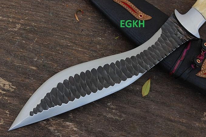 12 Inches Eagle Survival Rust Free Kukri - Custom Made Khukuri - Best Survival Handmade Tools Knife - High Carbon Steel 5160 Spring Steel Blade with Rosewood and Water Buffalo Bone Handle