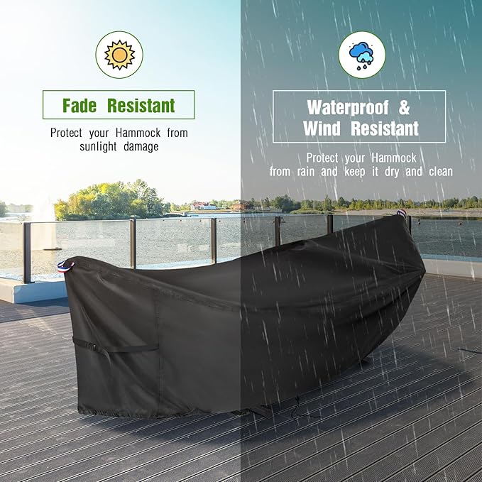 Waterproof Hammock Cover for 11-12FT Hammock Stand (151 L x 56 W x 37 H)
