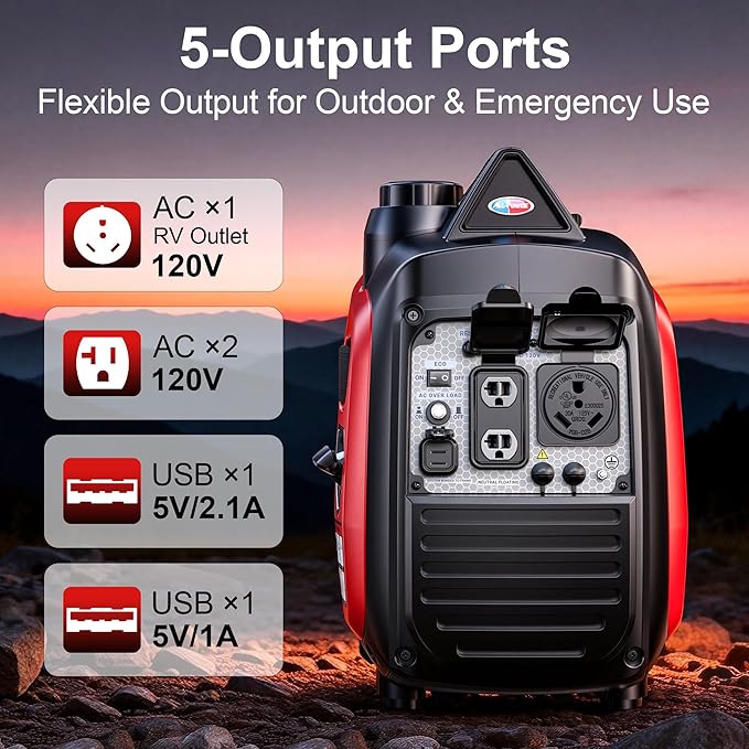 All-Power 3300W Portable Inverter Generator: Quiet Small Gasoline Generator RV Ready CO-Sensor ECO Mode EPA Compliant 4-Stroke 143cc Gas Powered Emergency Backup for Outdoor Camping Home Use