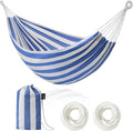 Double Hammock Brazilian Hammocks with Portable Carrying BagSoft Cotton Fabric Up to 450 Lbs Hanging for PatioTreesGardenBackyardPorchOutdoor and Indoor XXX-Large Stripe (Blue-White)