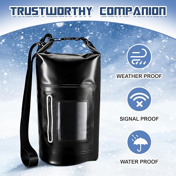 Shinylin 15 L Waterproof Faraday Dry Bag 500d Shield Bag Waterproof Nylon Signal Blocking Backpack with 2 Pcs Faraday Pouch Protects Electronics from Water Nfc Cellular Gps Emf