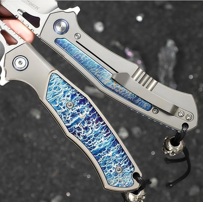Pocket Knife Hunting Knives &amp Tools Knifes Titanium Alloy Handle Vegetable Tanned Leather Sheath Folding Knife Outdoor Knife for Self Defense