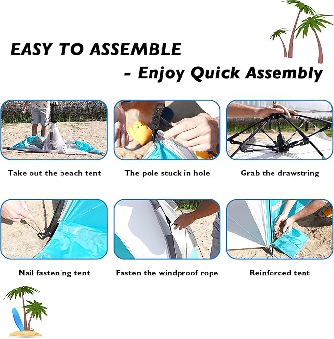 Beach Tent Pop Up Shade Instant Beach Tents Sun Shelter with UPF 50+ UV Protection Lightweight &amp Easy Setup Tent