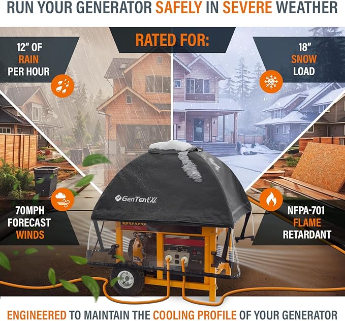 GenTent XL Open Frame Running Cover - Universal Adapter Kit Generator for Larger Generators Tent (Onyx XL - Standard)