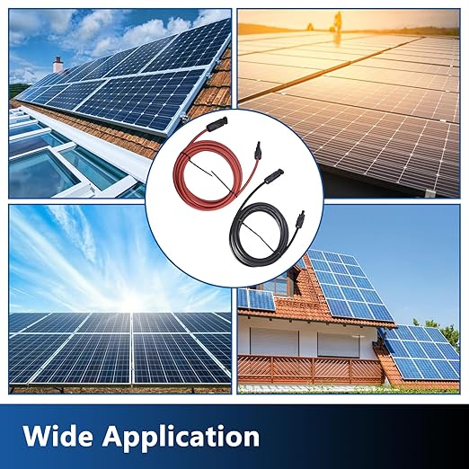 WFLNHB 15FT 10AWG Black + Red 10 Gauge Solar Panel Extension Cable Wire with Female and Male Connector Solar Connector