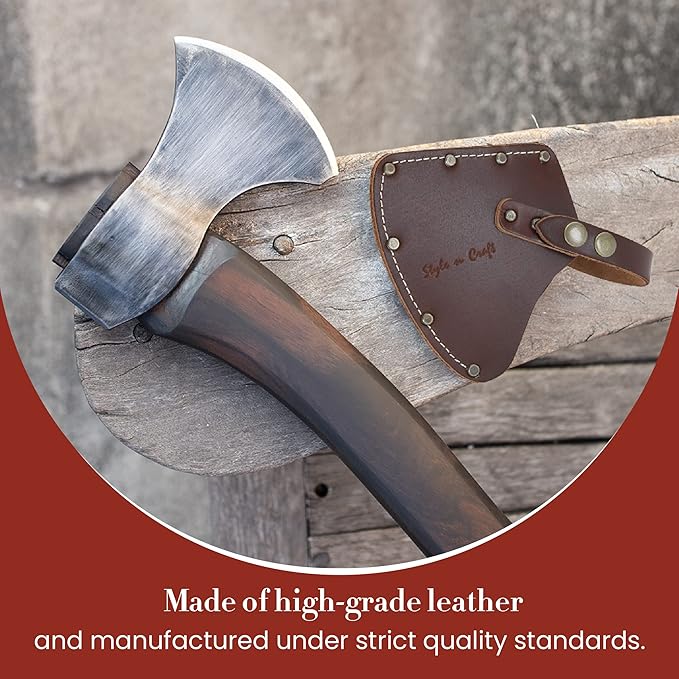 Style n Craft Camper/Sportsman's Hatchet Sheath Full-Grain Leather Axe Sheath with Secure Covering